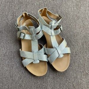 Kork-Ease Doughty double ankle strap crackle silver gold metallic sandals size 9